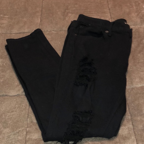 Express Denim - Black Distressed Denim Jegging
